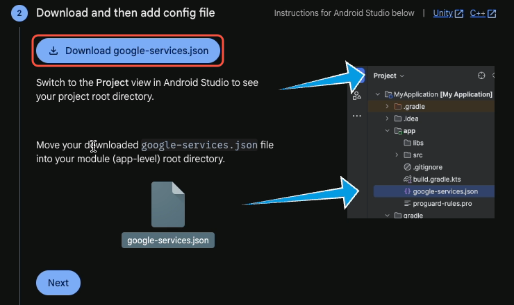 Download google-services.json